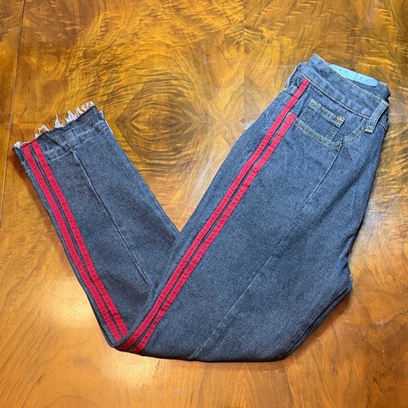 Momokrom Denim - Momokrom Women's NWT Red Stripe Black Jeans
